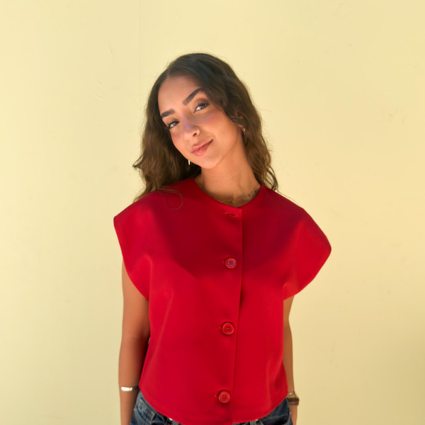 Cropped Basic Vest In Red