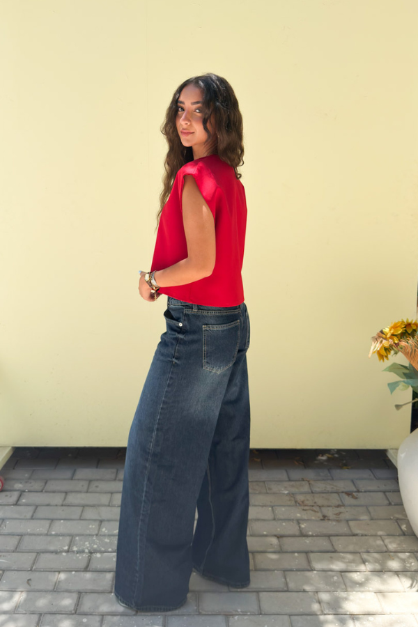 Cropped Basic Vest In Red