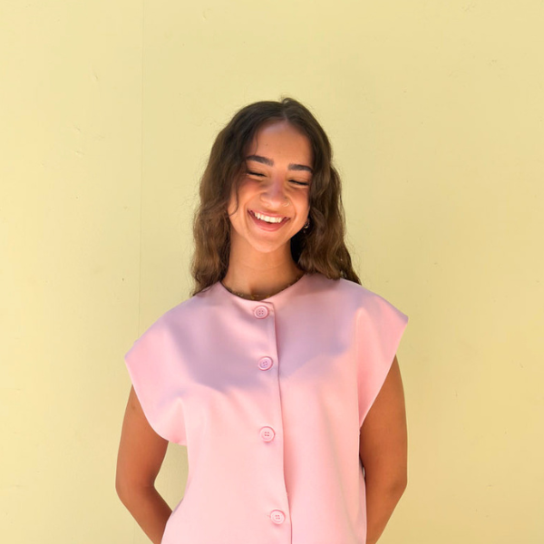 Cropped Basic Vest In Pink