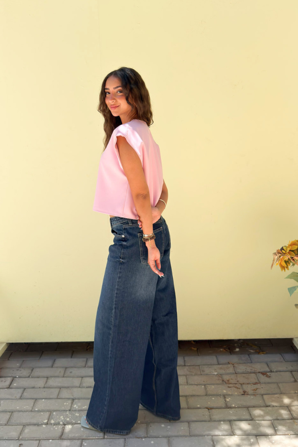 Cropped Basic Vest In Pink
