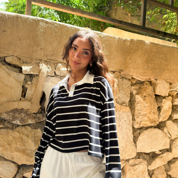 Striped Black Polo Top