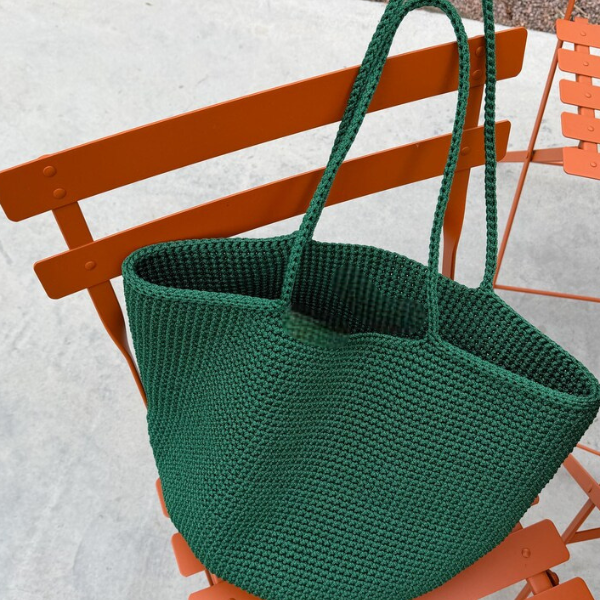 Crochet Tote Bag In Green