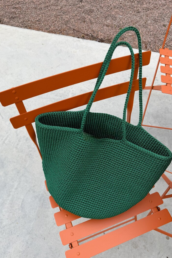Crochet Tote Bag In Green