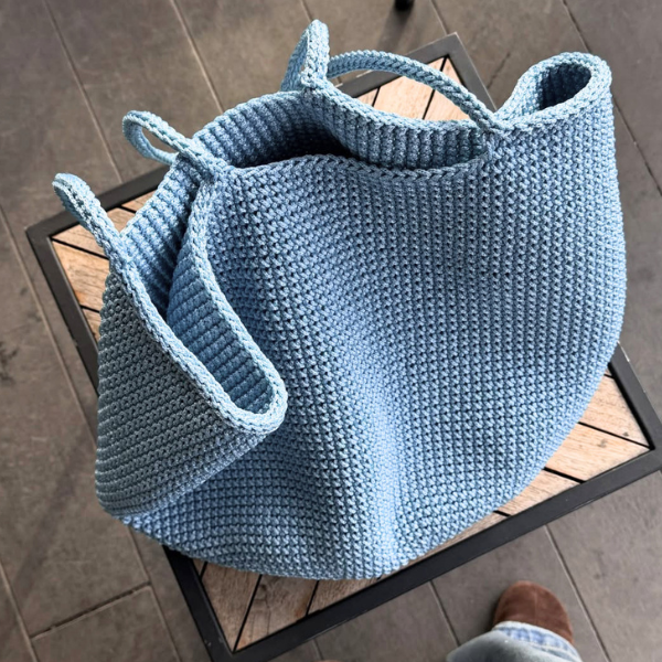 Crochet Tote Bag In Blue
