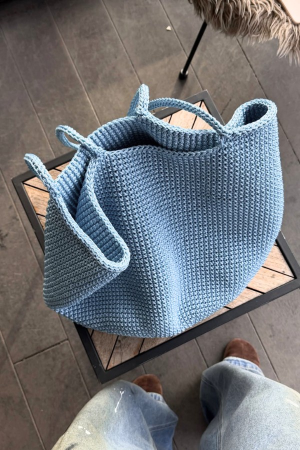 Crochet Tote Bag In Blue