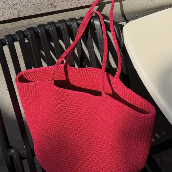 Crochet Tote Bag In Red