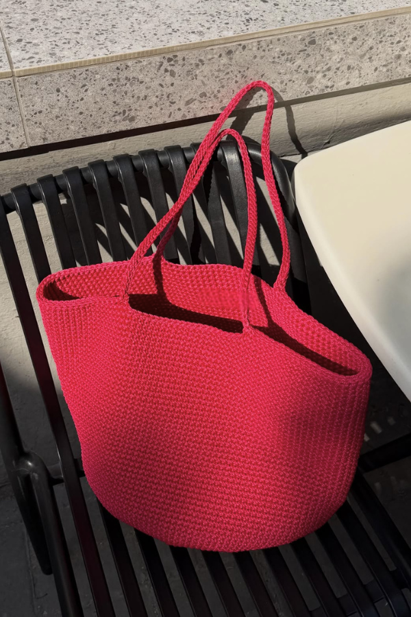 Crochet Tote Bag In Red