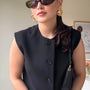 Cropped Basic Vest In Black