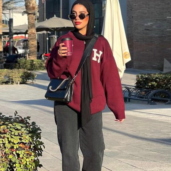 Oversized knitted Burgundy Sweater