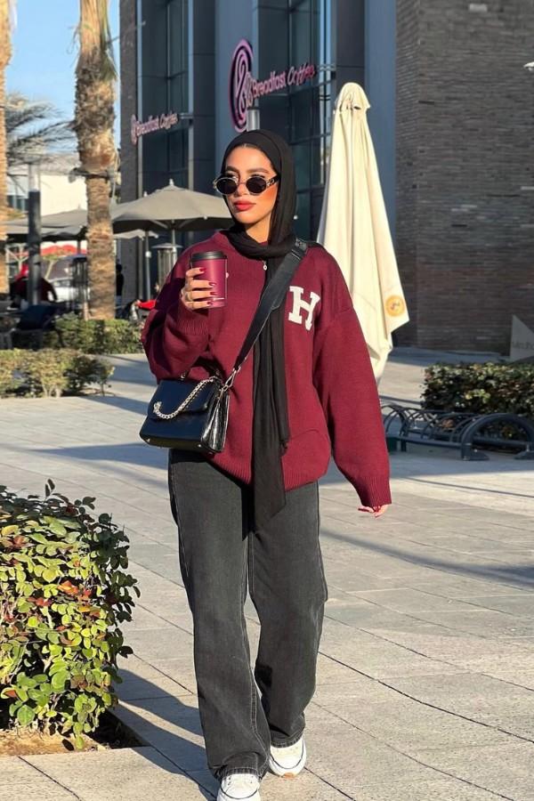 Oversized knitted Burgundy Sweater