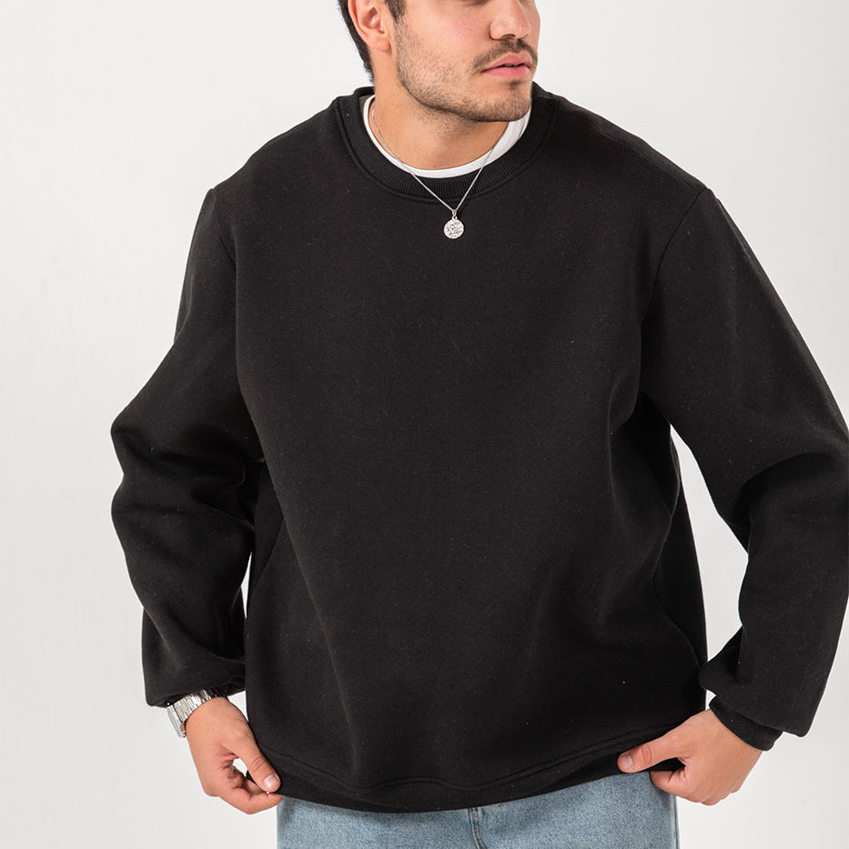 Crew Neck Hoodie In Black