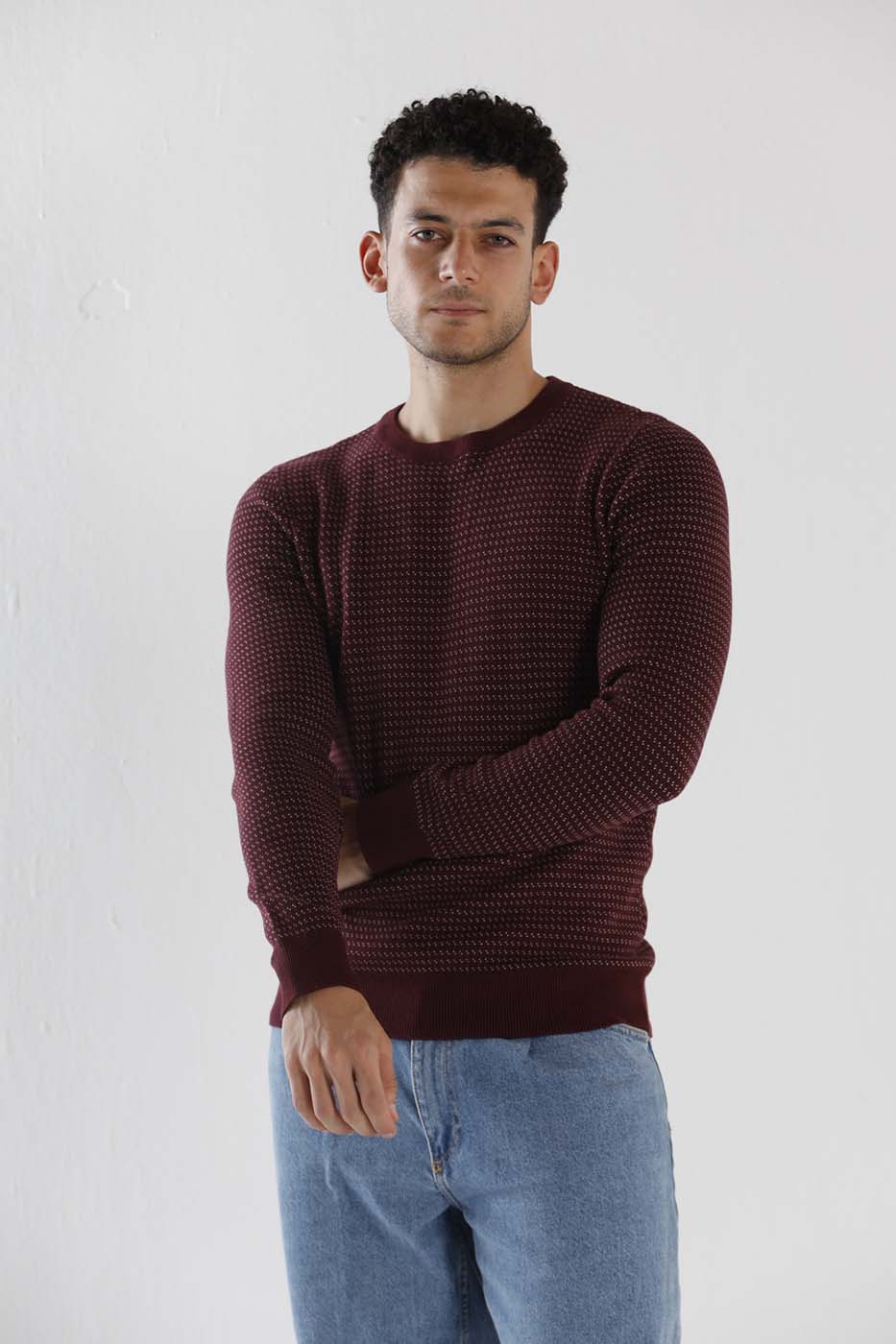 CrewNeck Sweater In Burgundy