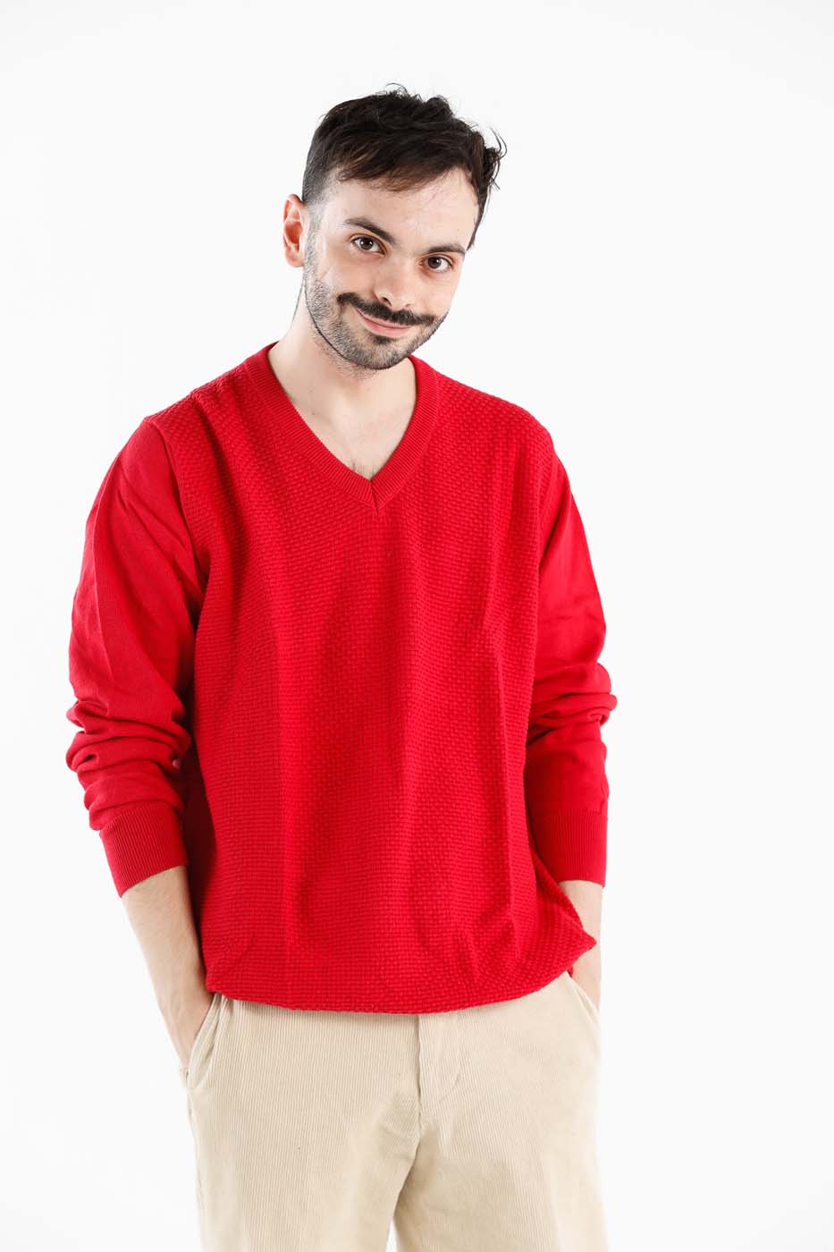Red V-Neck Sweater