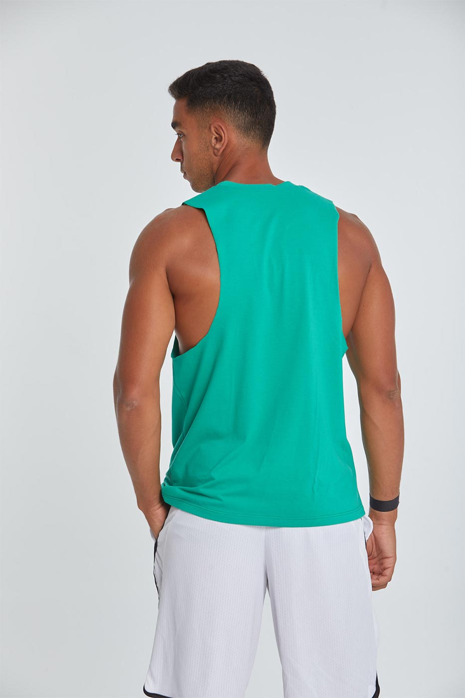 Primate branded open tank top n green