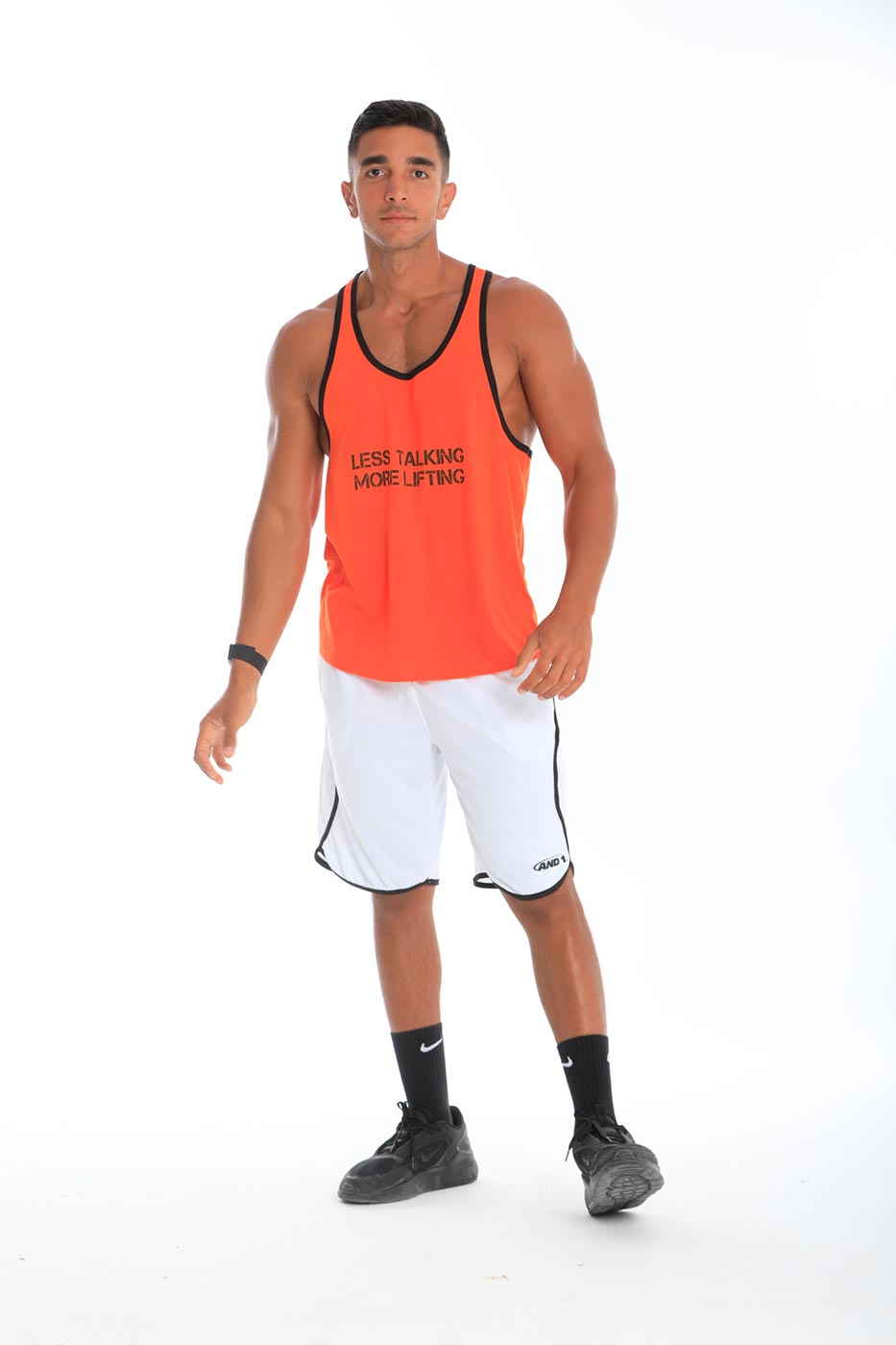 Black lining tank top in orange