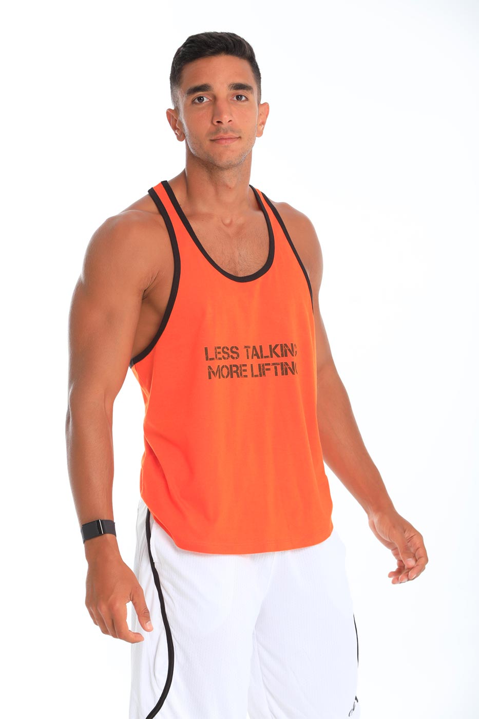 Black lining tank top in orange