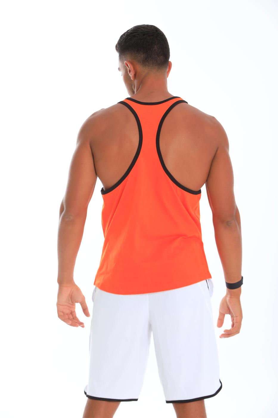 Black lining tank top in orange