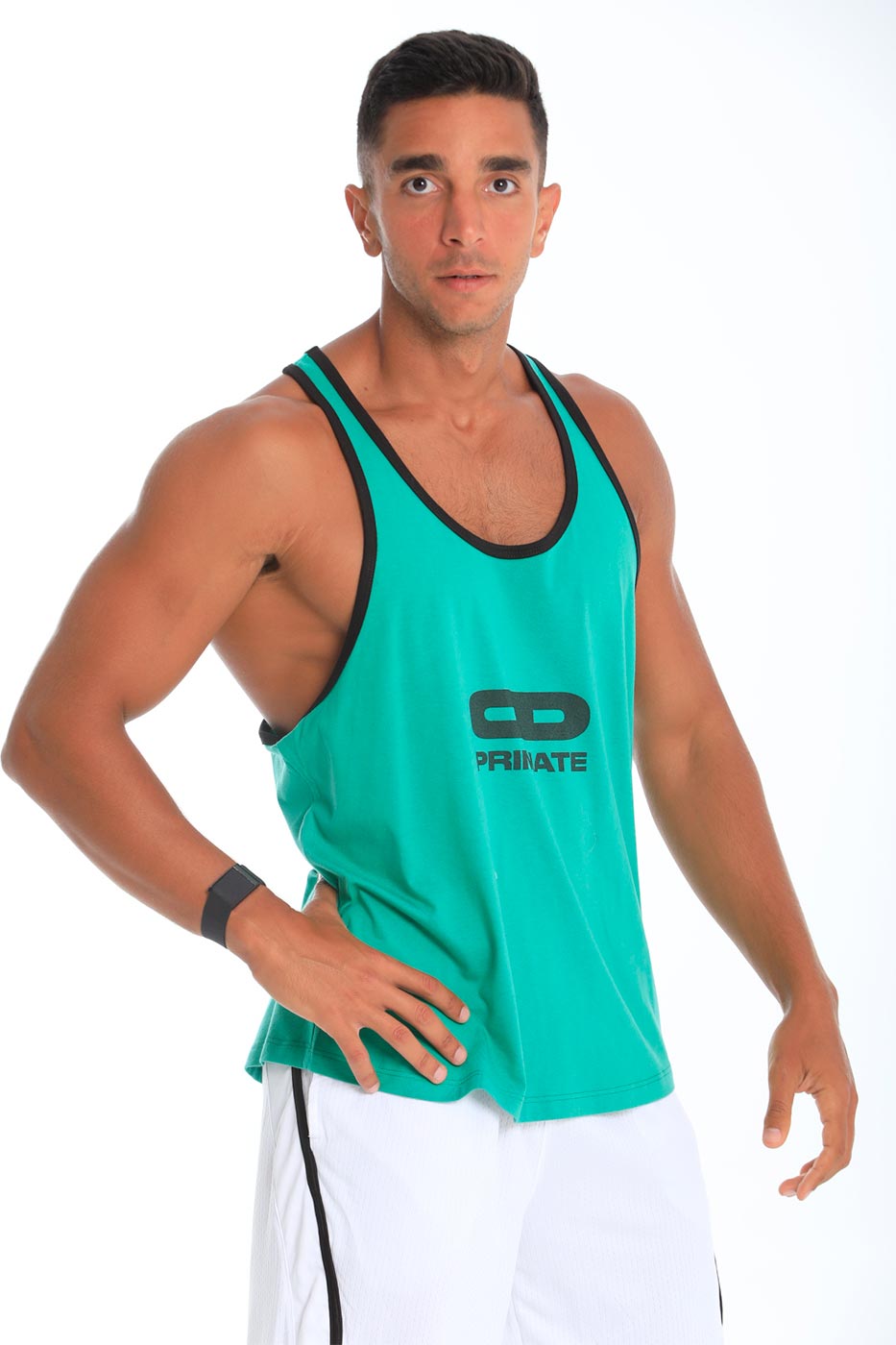 Black lining tank top in green