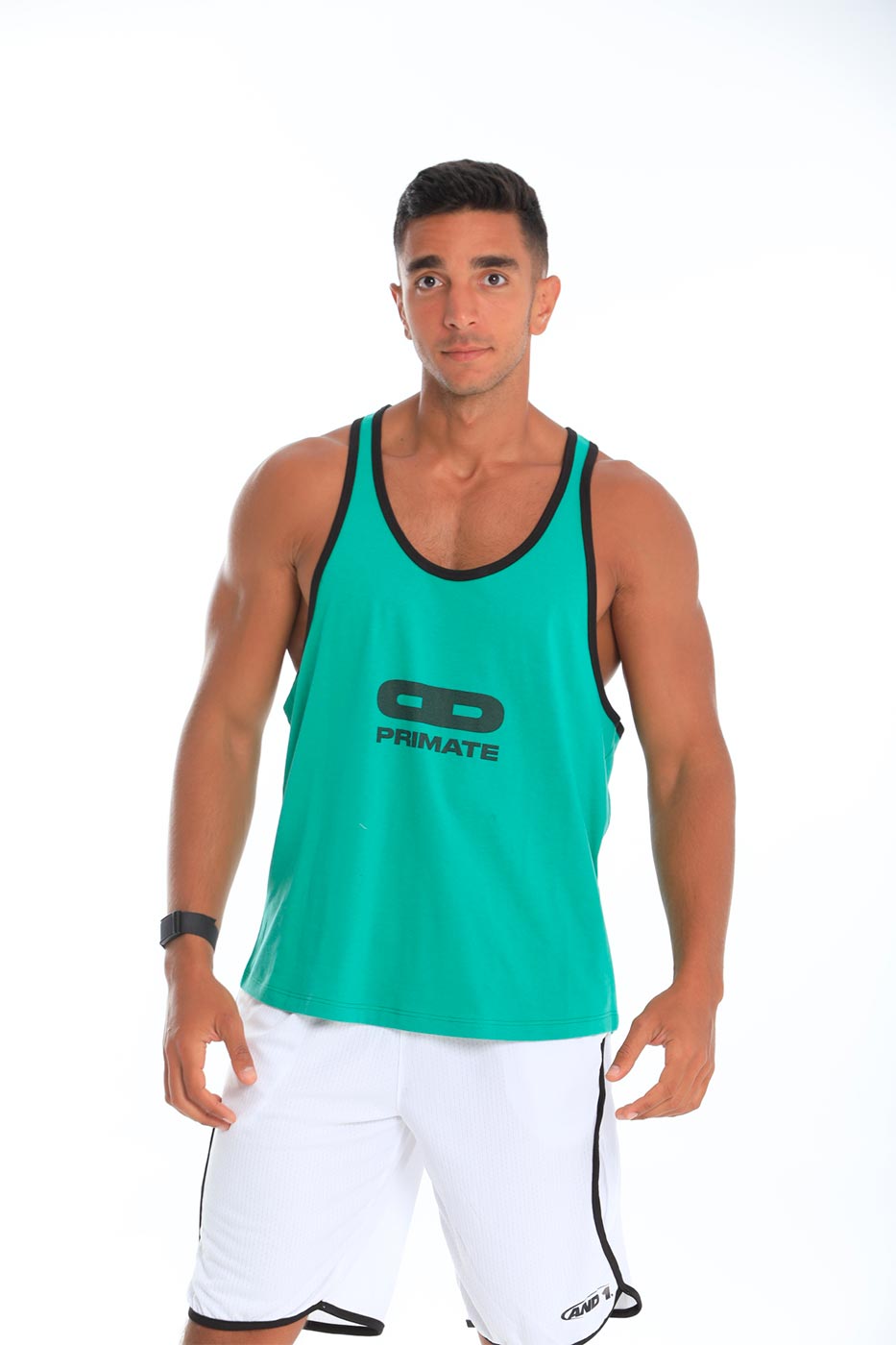Black lining tank top in green