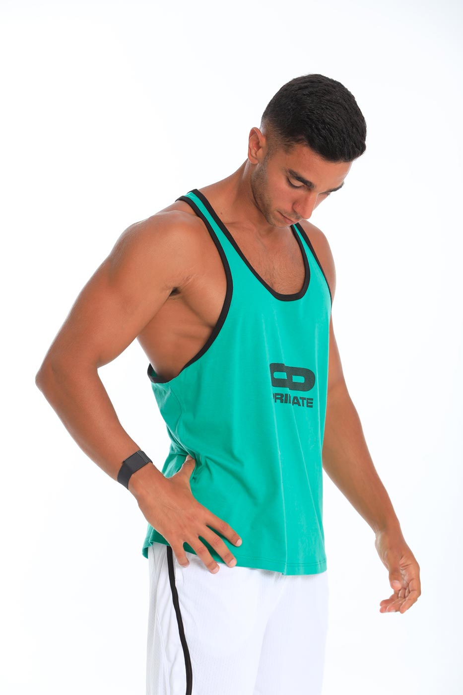 Black lining tank top in green