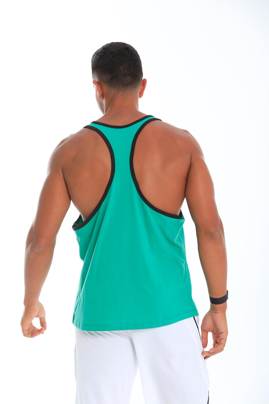 Black lining tank top in green