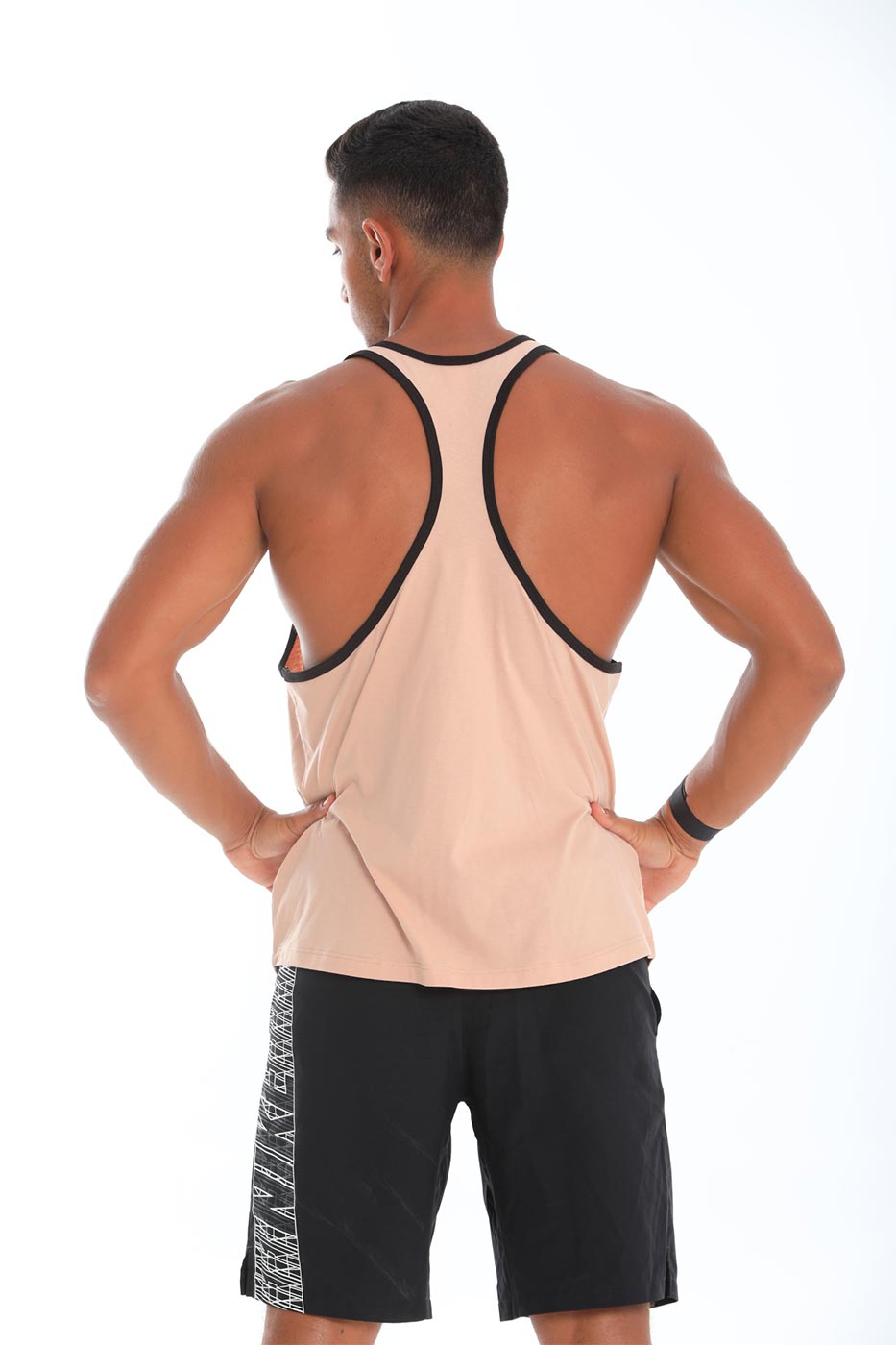 Black lining tank top in beige