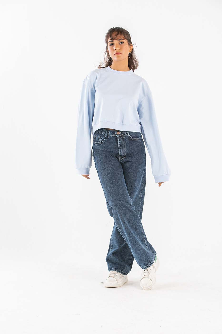 Cropped Crewneck in baby blue