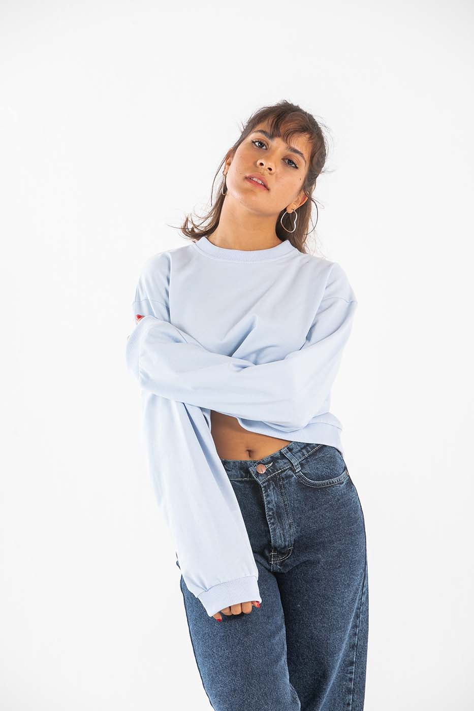 Cropped Crewneck in baby blue