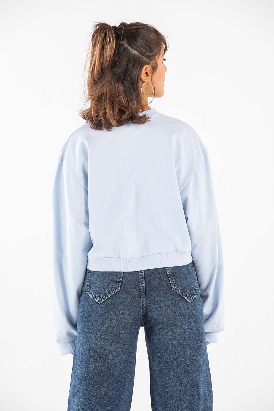 Cropped Crewneck in baby blue