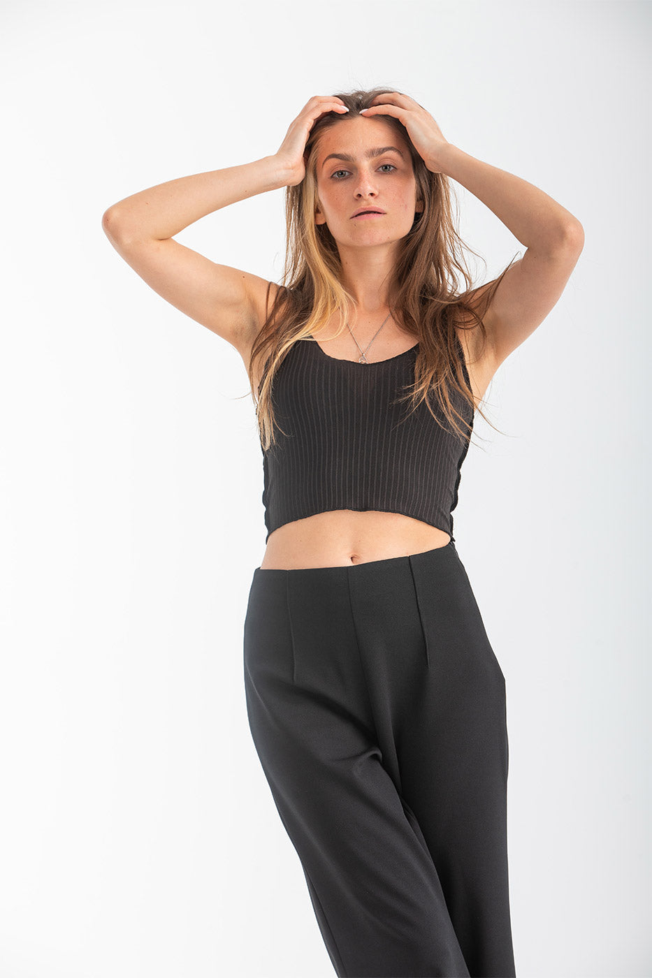 Waffle Tank Top In Black