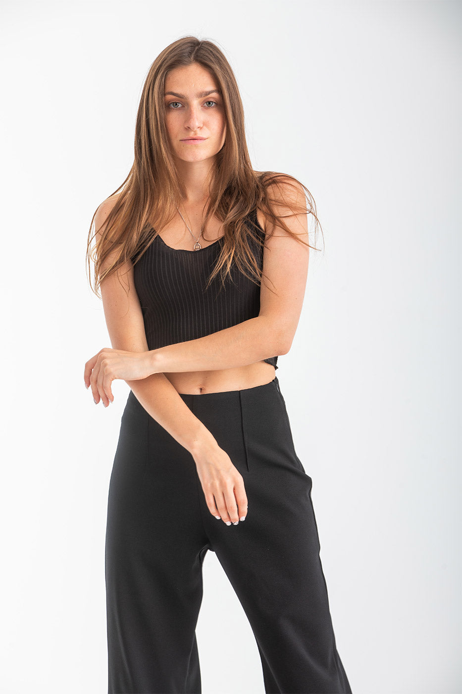 Waffle Tank Top In Black