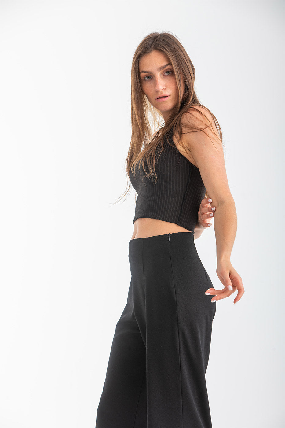 Waffle Tank Top In Black