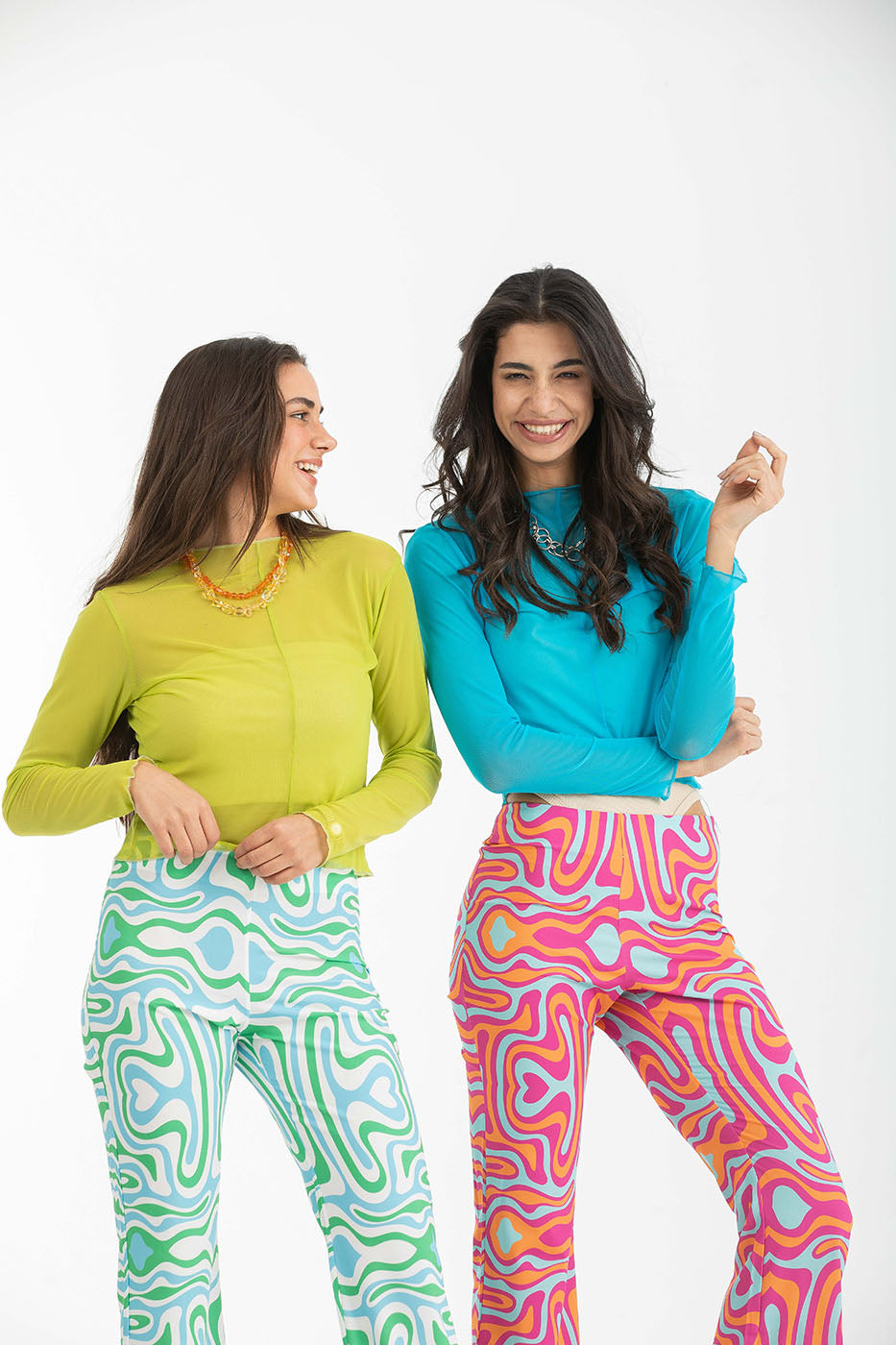 Mesh Long Sleeved Top In Yellow