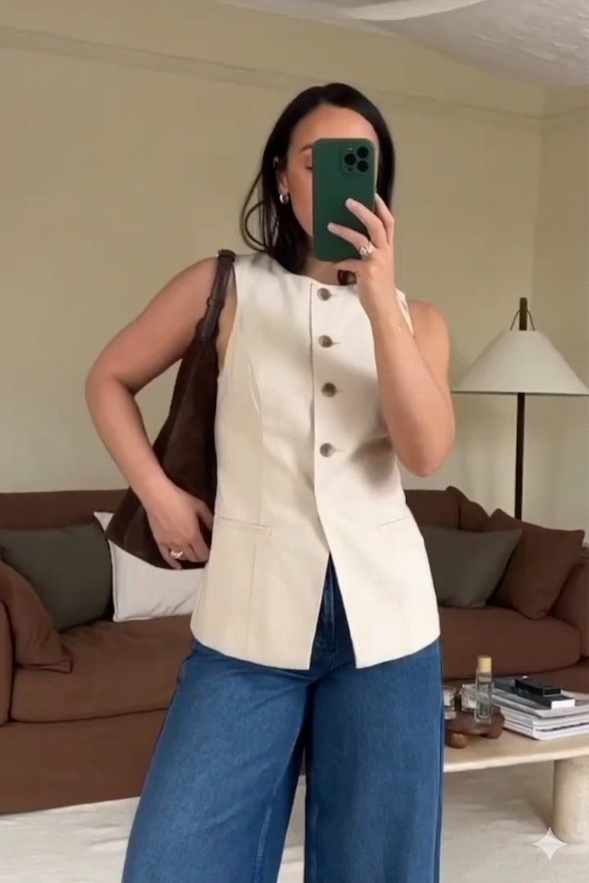 Classic Vest In Beige