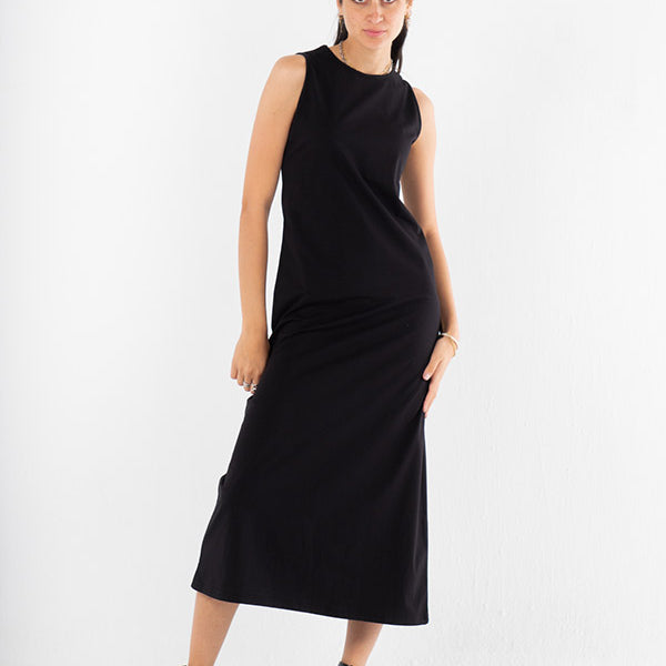 All Day Wide Cut Midi Dress In Black