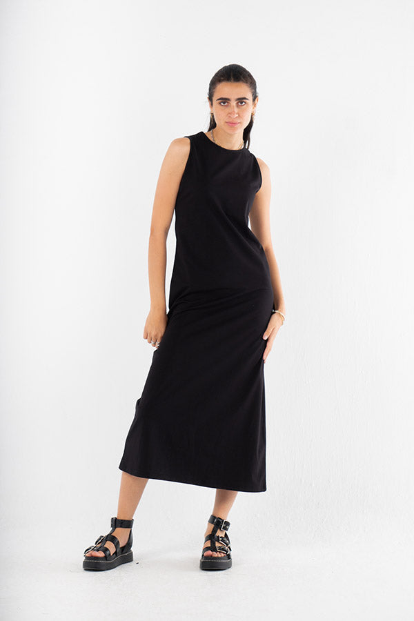 All Day Wide Cut Midi Dress In Black