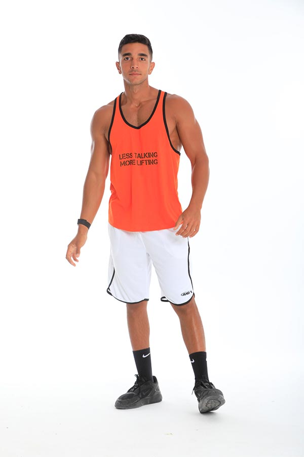 Black lining tank top in orange