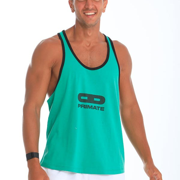 Black lining tank top in green