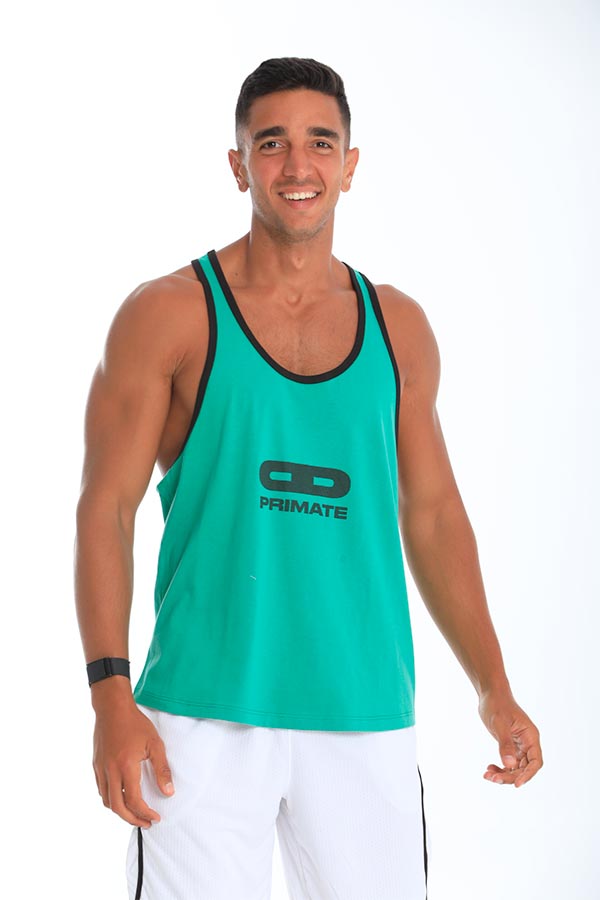 Black lining tank top in green