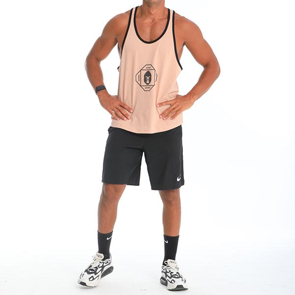 Black lining tank top in beige