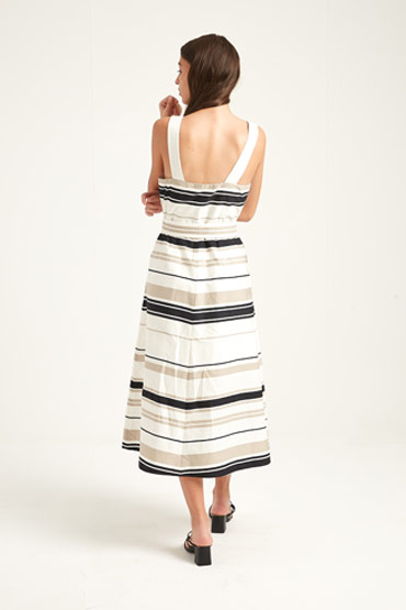 Multistripe Cotton Day Dress – Karen Millen thumbnail