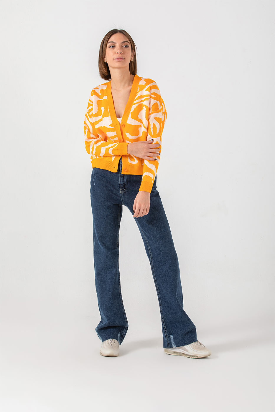 Orange Printed Cardigan - Order now from Dresscode, Egypt