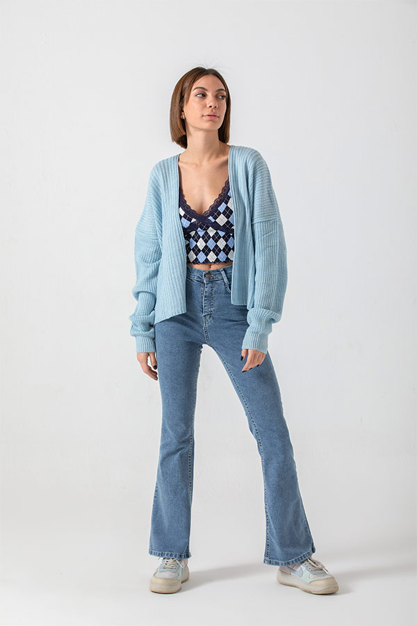 Blue Waffle Cardigan - FYI - Order now from Dresscode, Egypt