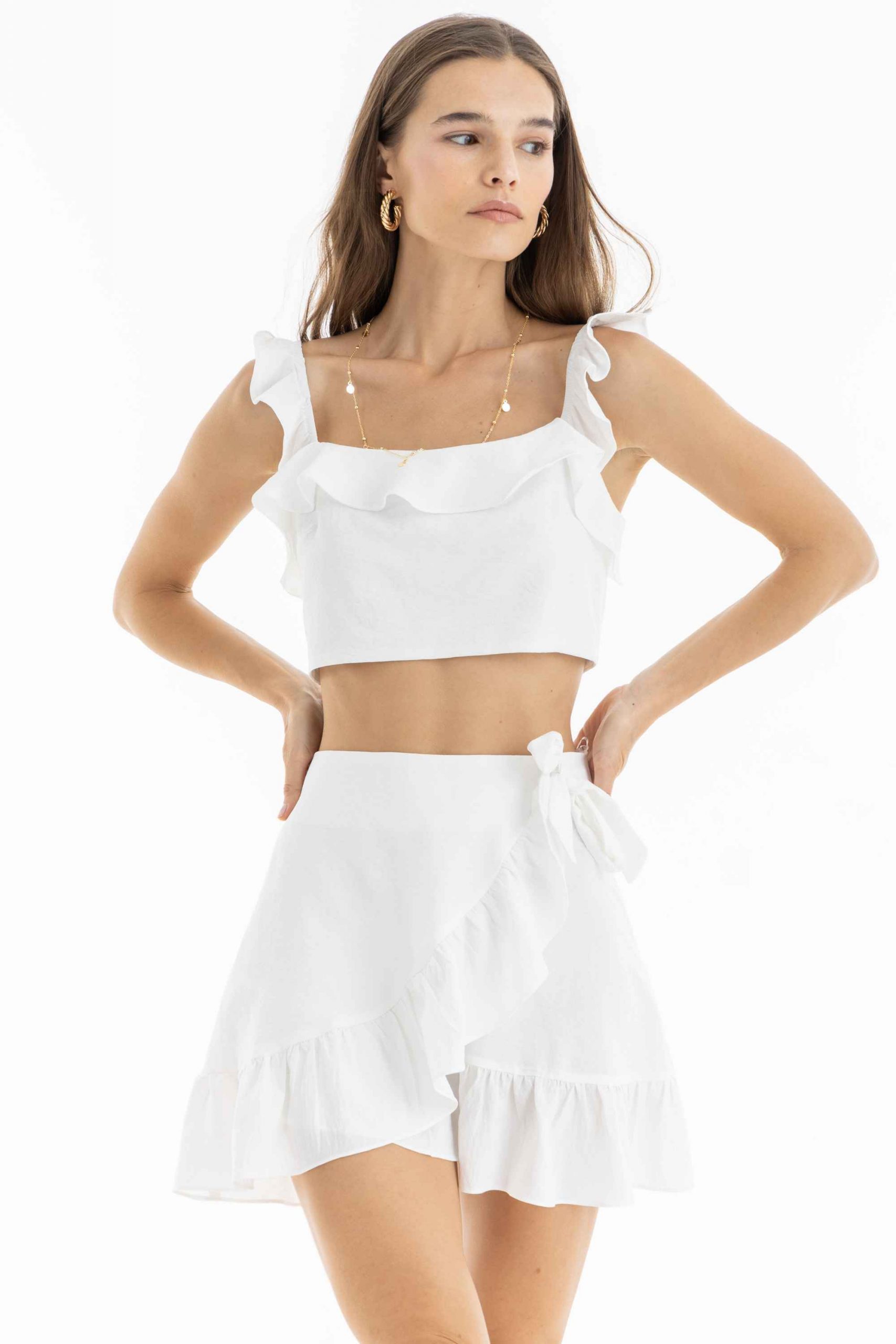 Ruffles Two Piece Set In White thumbnail