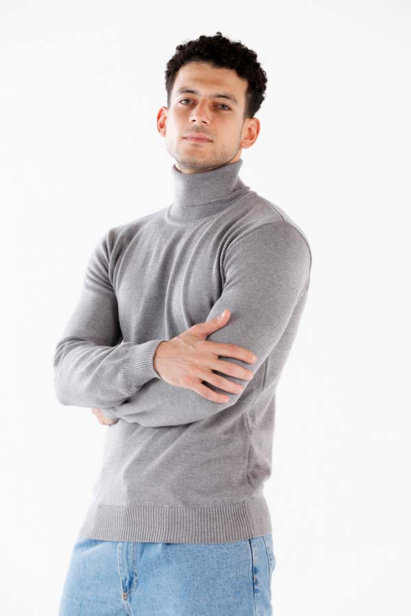 Grey Braided Knit Turtle Neck thumbnail