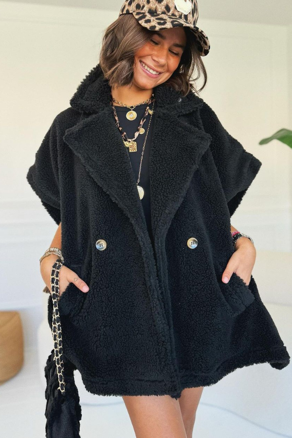 Oversized teddy Vest In Black thumbnail