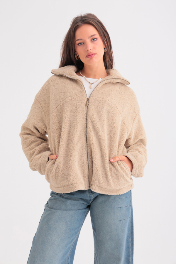 Fleece Oversized Beige Jacket Dress Code