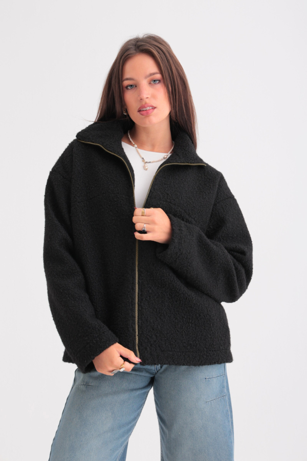 Fleece Oversized Black Jacket Dress Code